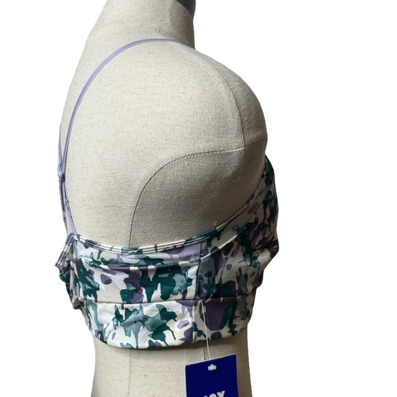 Joylab Women's Purple Green Printed Mesh Trim Light Support Sports Bra Size XL - Picture 4 of 10